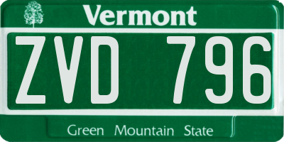 VT license plate ZVD796