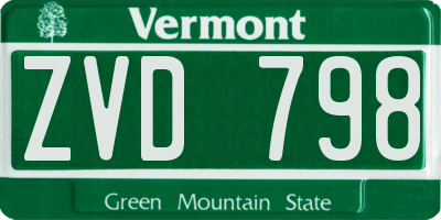 VT license plate ZVD798