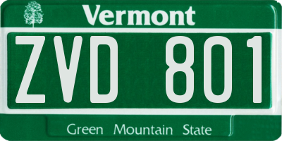 VT license plate ZVD801