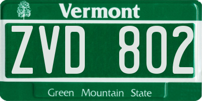 VT license plate ZVD802