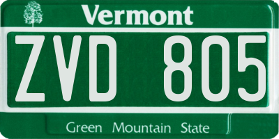 VT license plate ZVD805