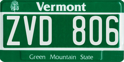 VT license plate ZVD806