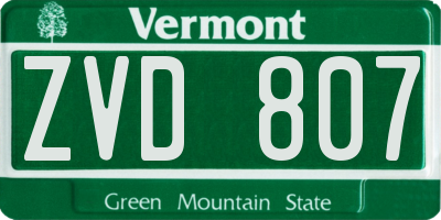 VT license plate ZVD807
