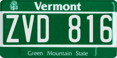 VT license plate ZVD816