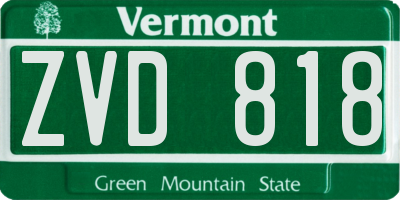 VT license plate ZVD818