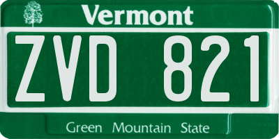 VT license plate ZVD821