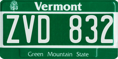 VT license plate ZVD832