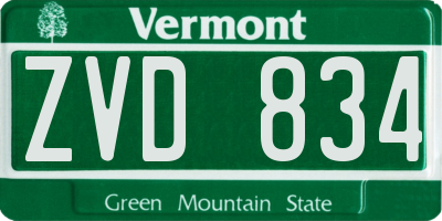 VT license plate ZVD834