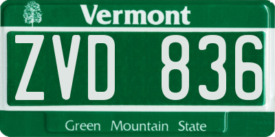 VT license plate ZVD836