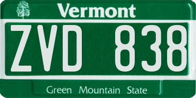 VT license plate ZVD838