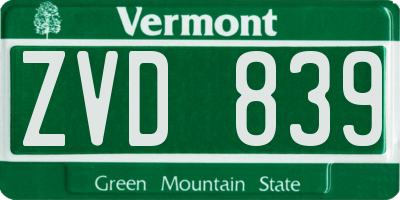 VT license plate ZVD839