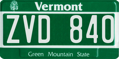 VT license plate ZVD840