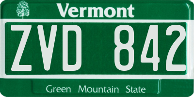 VT license plate ZVD842