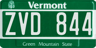 VT license plate ZVD844