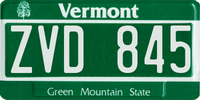 VT license plate ZVD845