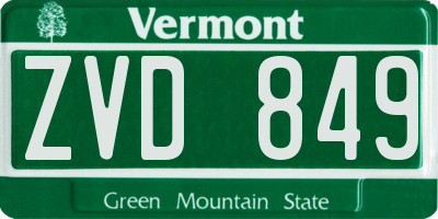 VT license plate ZVD849