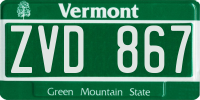 VT license plate ZVD867