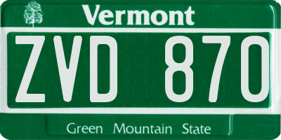 VT license plate ZVD870