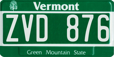VT license plate ZVD876