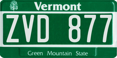 VT license plate ZVD877