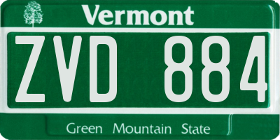 VT license plate ZVD884