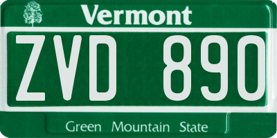VT license plate ZVD890