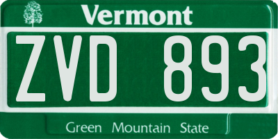 VT license plate ZVD893