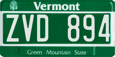 VT license plate ZVD894