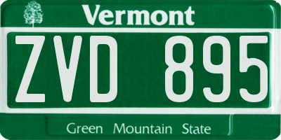 VT license plate ZVD895
