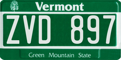 VT license plate ZVD897