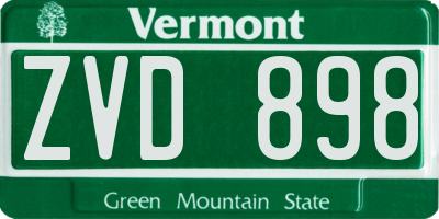 VT license plate ZVD898
