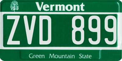 VT license plate ZVD899