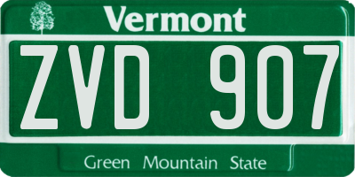 VT license plate ZVD907
