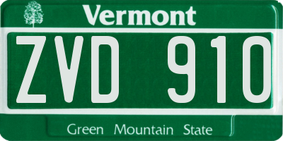 VT license plate ZVD910