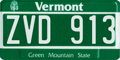 VT license plate ZVD913
