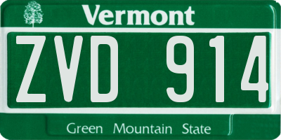 VT license plate ZVD914