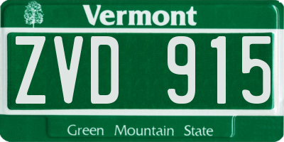 VT license plate ZVD915