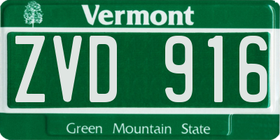 VT license plate ZVD916