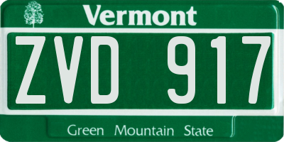 VT license plate ZVD917