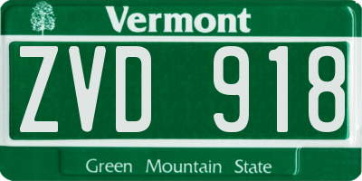 VT license plate ZVD918