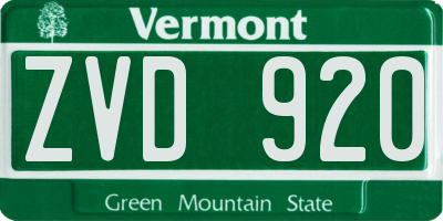 VT license plate ZVD920