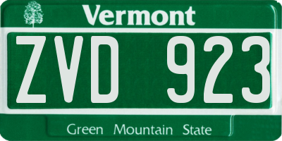 VT license plate ZVD923