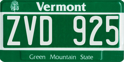 VT license plate ZVD925