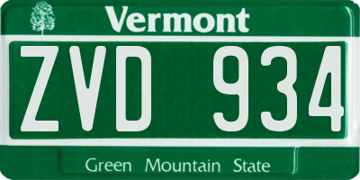VT license plate ZVD934
