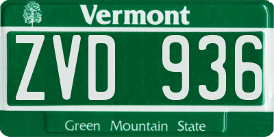 VT license plate ZVD936