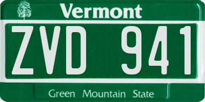 VT license plate ZVD941