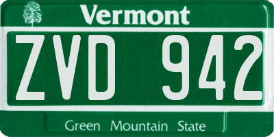 VT license plate ZVD942