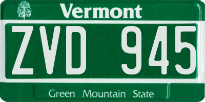 VT license plate ZVD945