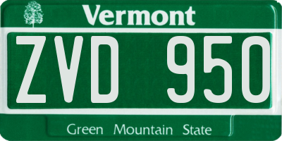 VT license plate ZVD950