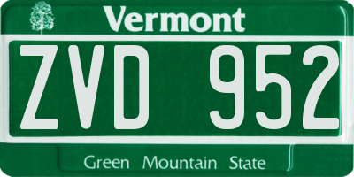 VT license plate ZVD952